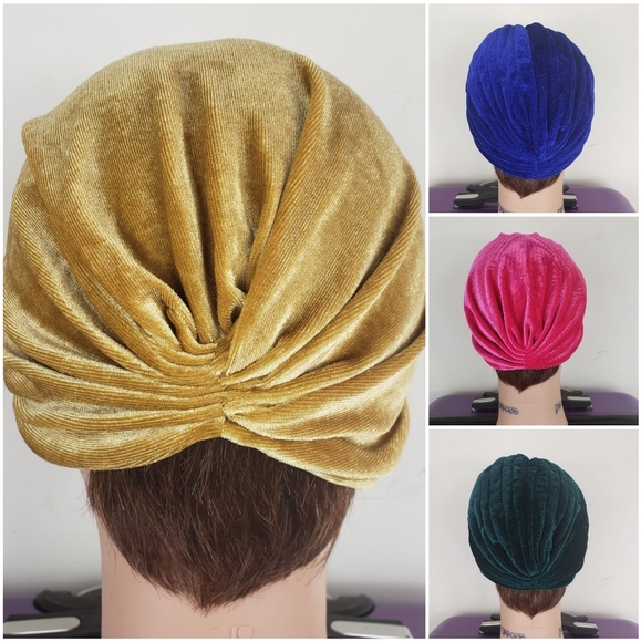 🆕️ Velvet Turban in Gold Blue Pink and Green